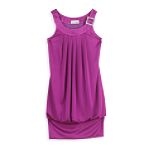 Amy's Closet Girl's 7-16 Shiny Knit Dress with Buckle and Banded Bottom