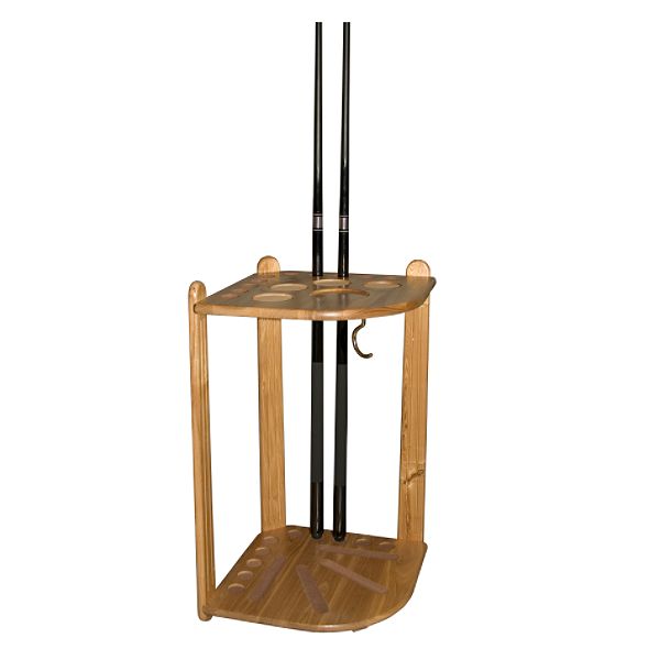Beringer Billiards corner cue rack oak