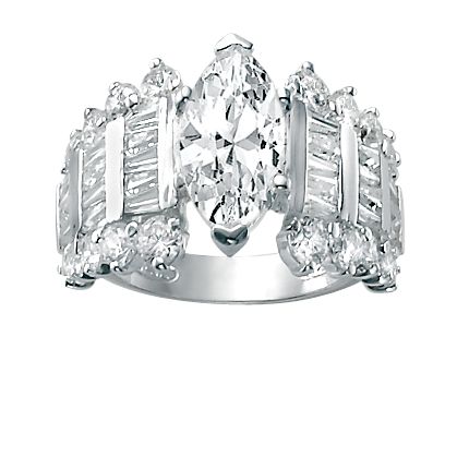 CZ Silver Marquise Ring