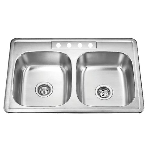 Fontaine Stainless Steel Double Bowl Sink - FSA-SS-3322-4-8-BS Best Price