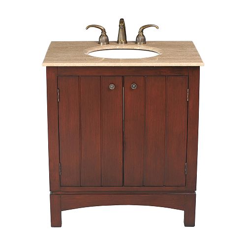 Stufurhome 32 Charleston Single Sink Vanity With Cream Marfil Marble Top - GM-2203-32-CM Best Price