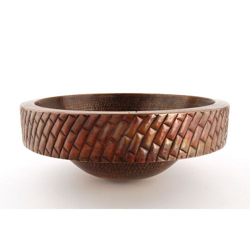 Fontaine Hand-Hammered Copper Round Skirted Vessel Sink - FSA-COP-FCRSKV1763RB Best Price