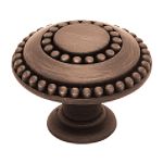 Brainerd Knob, Double Beaded Design, 1-3/8 in. - Venetian Bronze