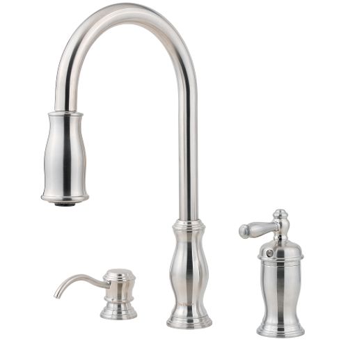 Price Pfister Hanover 3 Hole Pull out Kitchen Faucet - Stainless Steel - 526-5TMS Best Price