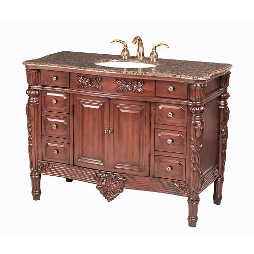 Stufurhome 48 Chateau Single Sink Vanity With Baltic Brown Marble Top - GM-5112-48-BB Best Price
