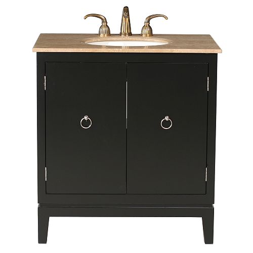 Stufurhome 33 Pauline Single Sink Vanity With Traverntine Marble Top - GM-2219-33-TR Best Price