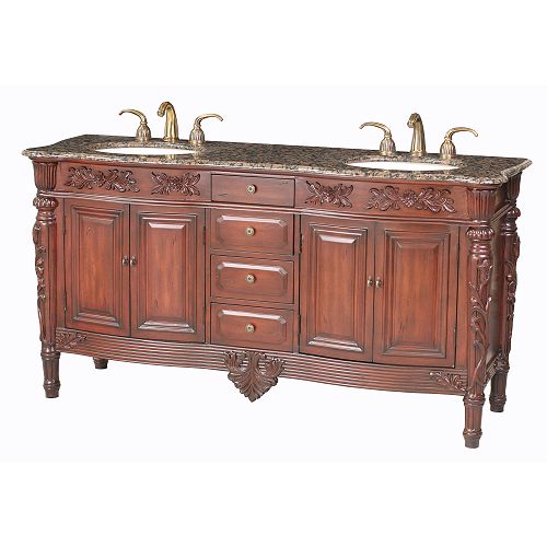 Stufurhome 67 Alexandria Double Sink Bathroom Vanity With Baltic Brown Marble Top - GM-3003-67-BB Best Price