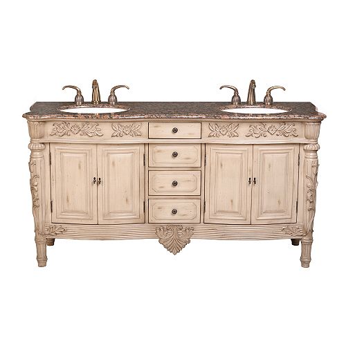 Stufurhome 67 Stanford Double Sink Vanity With Baltic Brown Marble Top - GM-3004-67-BB Best Price