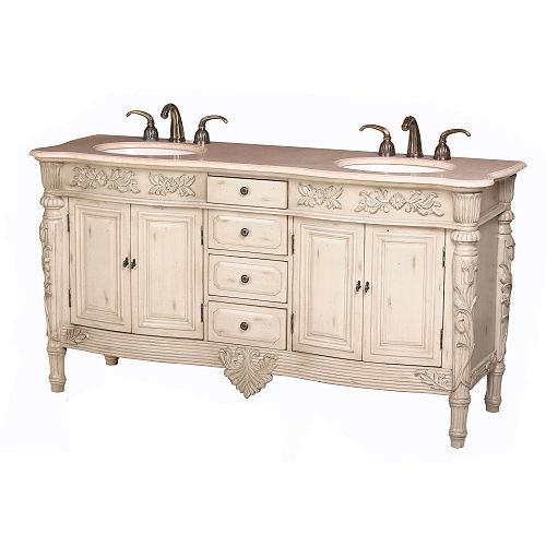 Stufurhome 67 Stanford Double Sink Vanity With Traverntine Marble Top - GM-3004-67-TR Best Price
