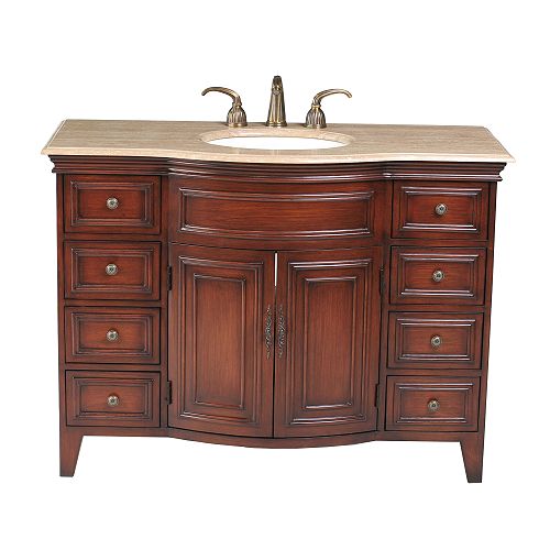Stufurhome 48 Yorktown Single Sink Vanity With Traverntine Marble Top - GM-5115-48-TR Best Price