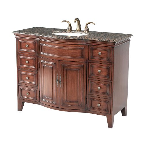 Stufurhome 48 Yorktown Single Sink Vanity With Baltic Brown Marble Top - GM-5115-48-BB Best Price