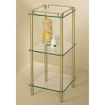 Gatco Glass Spa Taboret, 3 Tier Square - Satin Brass