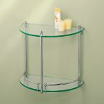 Gatco Glass Spa Shelf, 2 Tier 1/2 Round - Polished Chrome