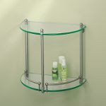 Gatco Glass Spa Shelf, 2 Tier 1/2 Round - Satin Nickel