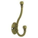 Brainerd Manufacturing Co. Hook, Ball End Coat & Hat - Antique Brass