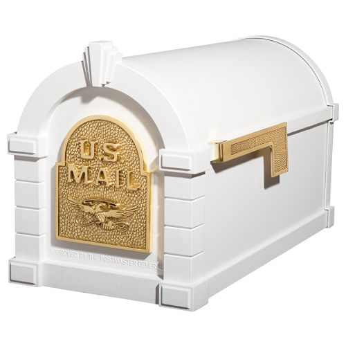 Gaines Keystone Series Mailbox  White with Polished Brass - KS-1A Best Price