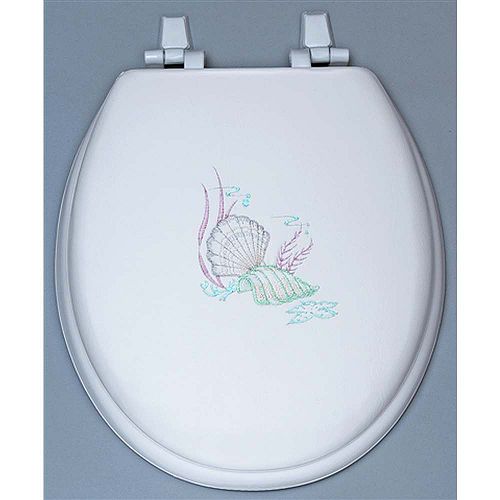 Centoco Sea Shell Embroidered Soft Vinyl Toilet Seat 