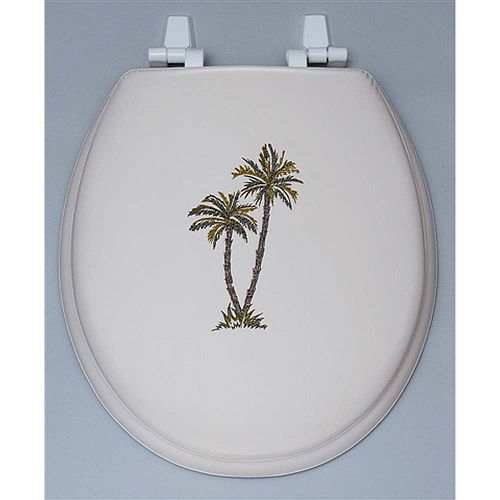Centoco Palm Tree Embroidered Soft Vinyl Toilet Seat 