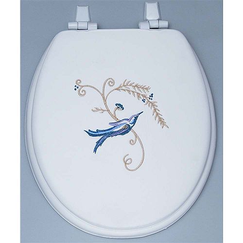 Centoco Humming Bird Embroidered Soft Vinyl Toilet Seat 