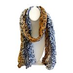 Orange & White Crinkle Leopard Oblong Scarf