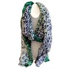 Green & White Crinkle Leopard Oblong Scarf