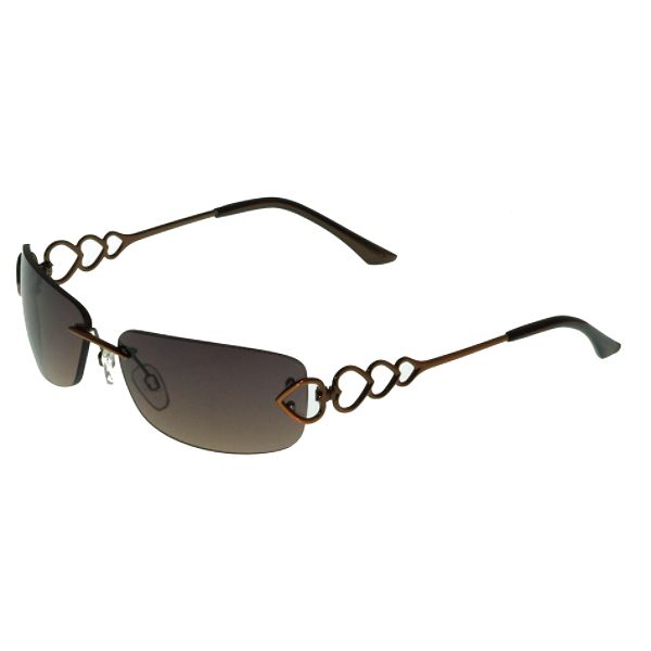 MUDD Rimless with Heart Metal Temple Detail Sunglasses