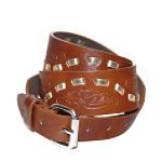 LuLu Embossed Weathered Belt with Gold Weave