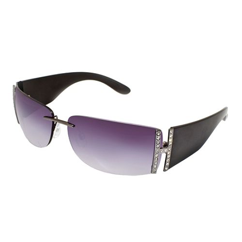 Bella Vita Rimless Sunglass With Embellished Temple