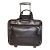 Computer/Business Case, W/Wheels, 16-3/4x8x14", Leather, Black