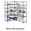 4 Shelves W/4 Posts, 48"x18"x72", Shelves, Black