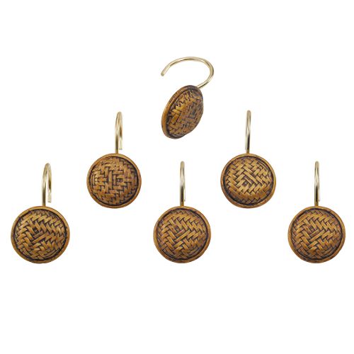 Bahia Truffle Shower Curtain Hooks, Antique Brass