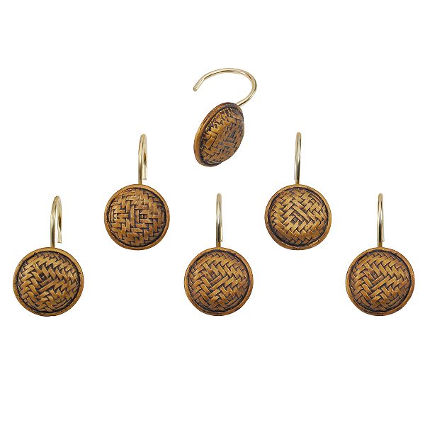 Bahia Truffle Shower Curtain Hooks, Antique Brass