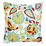 18" Blue Embroidered Floral Decorative Pillow