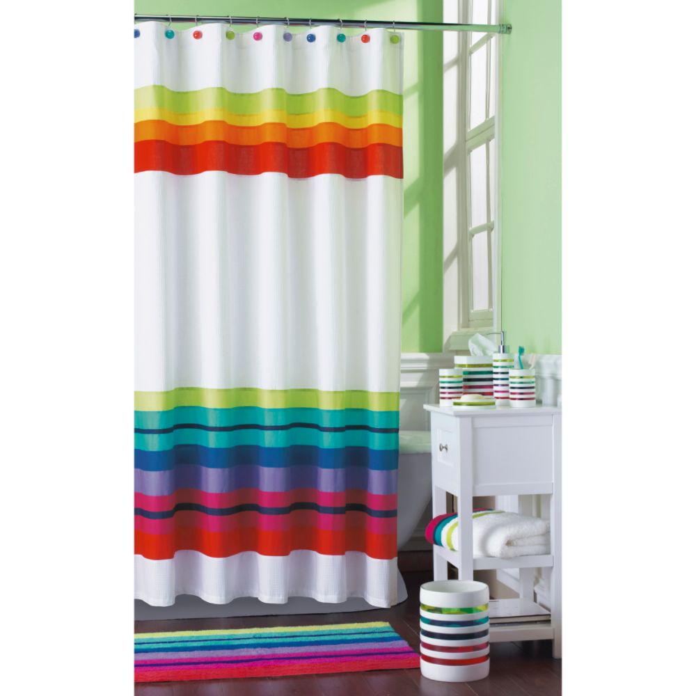 Whole Home Rainbow Stripe Fabric Shower Curtain