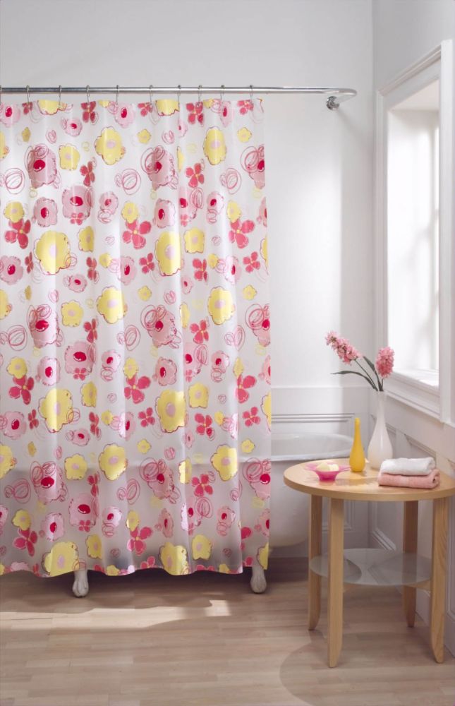 Whole Home Crayon Floral Vinyl Shower Curtain