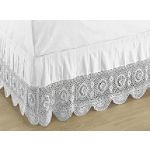 Teller Enterprises Jewel Crochet Accent Bedskirt Full Size White