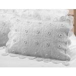Teller Enterprises Jewel Crochet Accent Pillow Sham King Size White