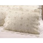 Teller Enterprises Jewel Crochet Trim Pillow Sham King Size Ecru