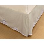 Teller Enterprises Gingham Battenberg Accent Bedskirt Twin Size Khaki/White