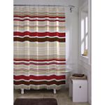 Colormate Horizon Stripe Red/Brown Peva Shower Curtain