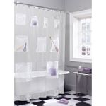 Colormate Mesh Pockets Frosted Peva Shower Curtain