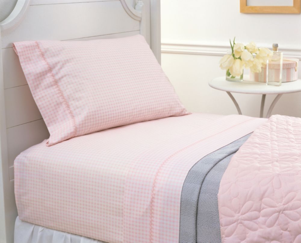 Colormate Kids Pink Gingham Sheet Set