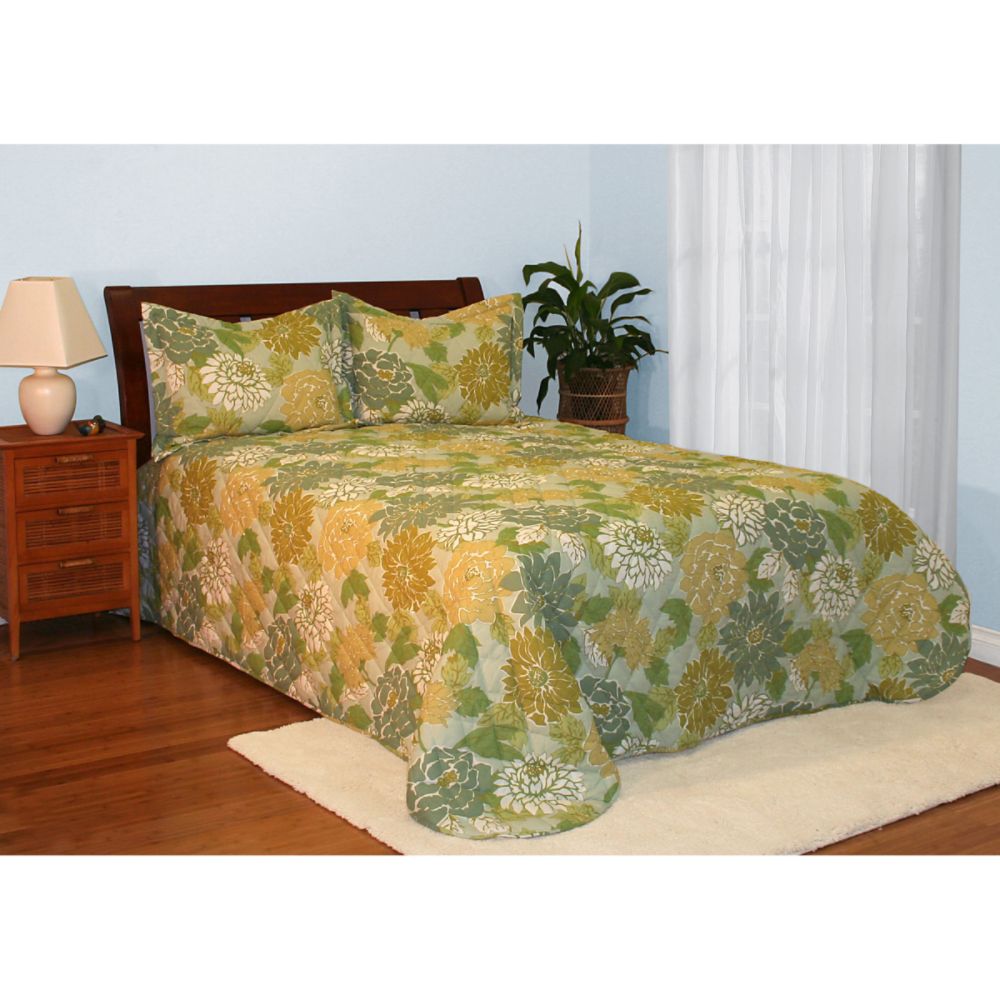 Colormate Spring Green Floral Bedspread Mini-Set