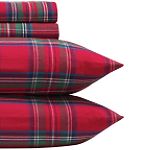 Lands' End Rich Red Multi Plaid Sheet Set