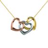 Triple Heart Dangle Pendant with Chain in 10K Tri-Color Gold