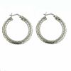 Round Polished Mesh Hoop Earrings in Sterling Silver