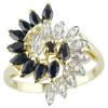 Sapphire and Diamond Accent Cluster Ring 10K