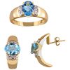 Blue Topaz & Diamond Ring & Earring Set set in 10K Yellow Gold