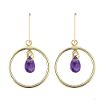 Amethyst Briolette Hoop Dangle Earrings
