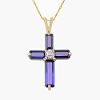 Created Sapphire and Diamond Accent Cross Pendant